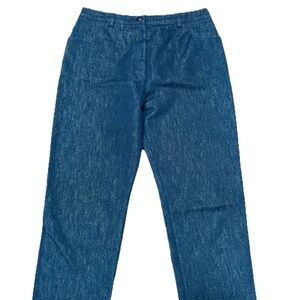 Alaia Metallic Cropped High Rise Straight Leg Indigo Jeans Size EU44 30x27.5